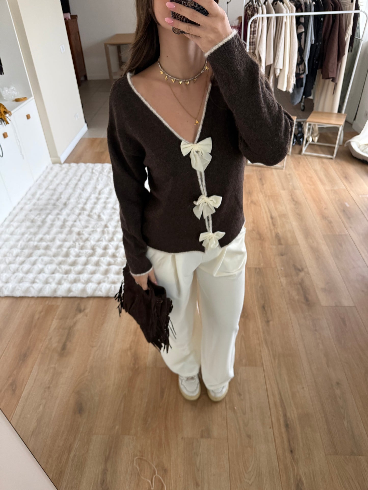 Maglione fiocchi - Marrone