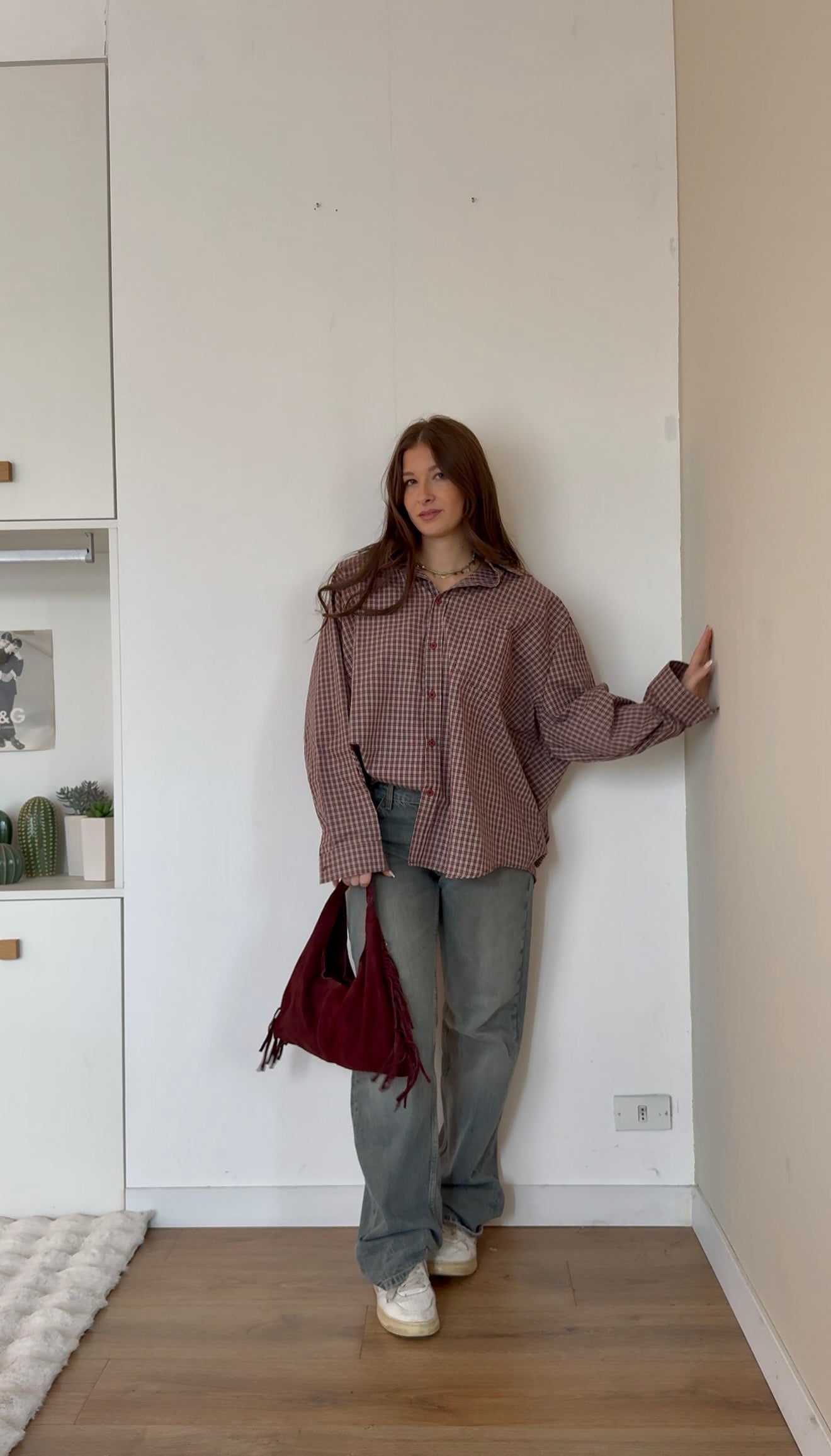 Camicia super oversize con spalline - Bordeux