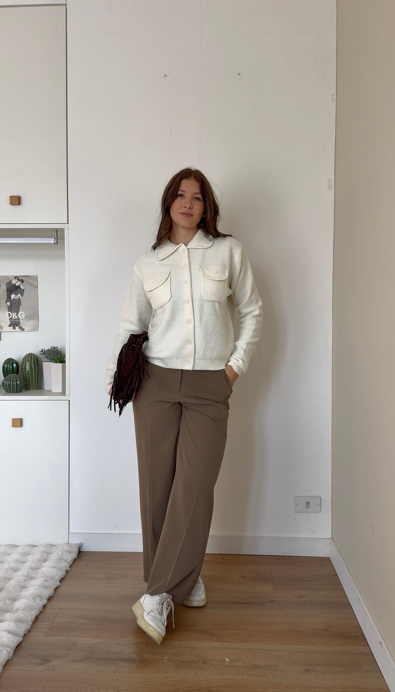 Maglione con tasche - Panna