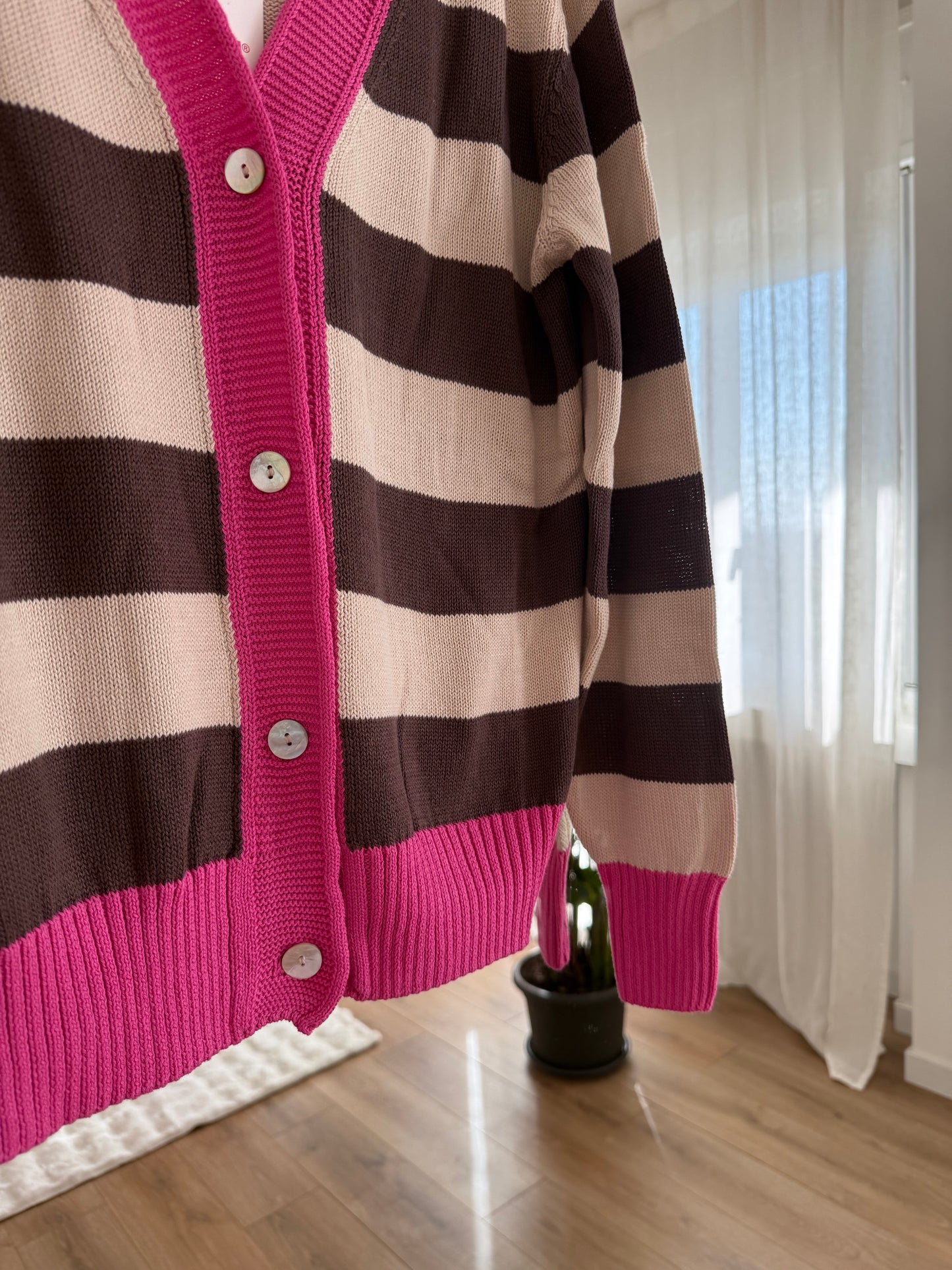 Cardigan 100% cotone by Arita Beige, Marrone, Fuxia