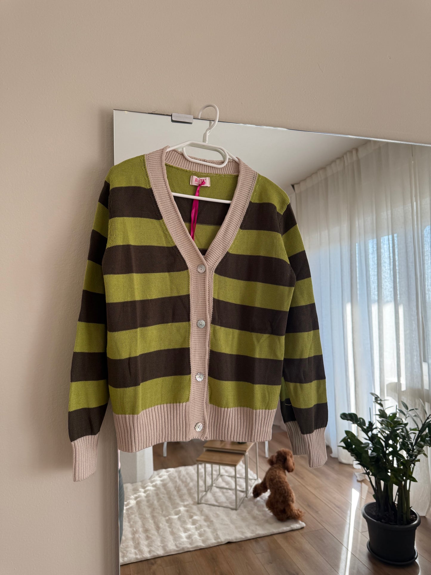 Cardigan 100% cotone by Arita Verdino, Verdone, Beige