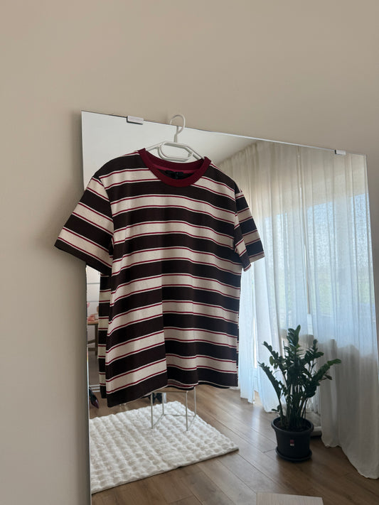 T-Shirt Lumina a righe Marrone, Panna, Bordeux